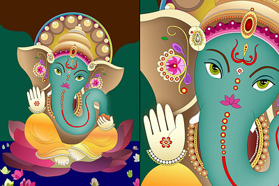 Lord Ganesha Illustration design festival flat ganesh ganesha ganpati god graphic design illustration illustrator india vector