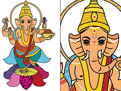 Lord Ganesha Illustration design draw drawing flat ganesh ganesha ganpati graphic design hindi hindu illustration illustrator india pattern religion vector