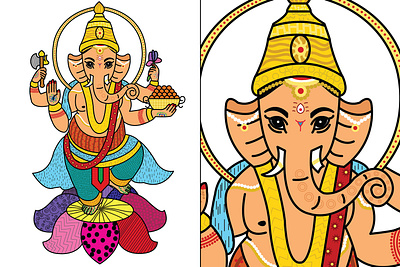 Lord Ganesha Illustration design draw drawing flat ganesh ganesha ganpati graphic design hindi hindu illustration illustrator india pattern religion vector