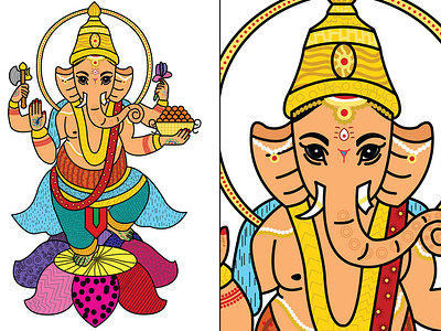 Lord Ganesha Illustration design draw drawing flat ganesh ganesha ganpati graphic design hindi hindu illustration illustrator india pattern religion vector