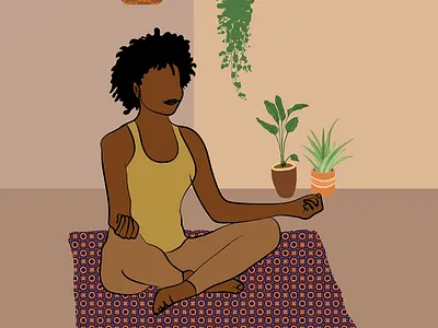 Drawing - Black Woman/ Yoga/ Meditation african art black black woman colorful design drawing illustration meditation nature vector vintage woman yoga