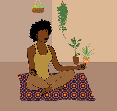 Drawing - Black Woman/ Yoga/ Meditation african art black black woman colorful design drawing illustration meditation nature vector vintage woman yoga