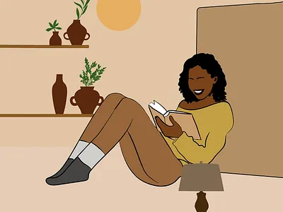 Drawing - Black Woman/ Reading african art arts black black woman colorful design drawing illustration illustrator nature reading relax vector woman