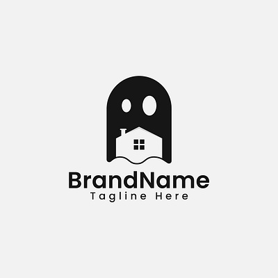 Concept "HOUSE + GHOST " Logo Design building company ghost graphic design home house logo minimalist mistery modern scary simple