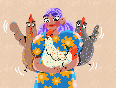 Chicken friends❤️🙌 2d animal illustration art direction character art character design character illustration chicken chicken art chicken drawing commercial cute art cute drawing design domestic animal graphic design illustration illustrator procreate