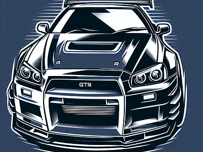 R34 GTR T SHIRT DESIGN animation graphic design logo