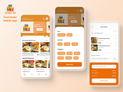 Food Order Mobile App - Order-IN app design food mobile mobile app order product design ui ui design ui mobile ux ux design