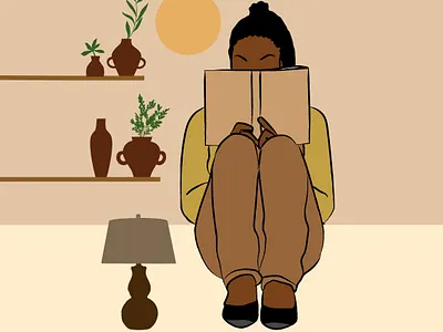 Drawing - Black Woman/ Reading african art arts black black woman colorful design drawing happy illustration illustrator nature reading relax smile vector vintage woman