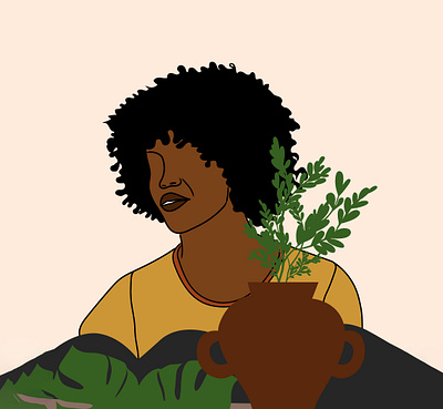 Drawing - Black Woman/ Mood african art arts black black woman colorful design happy illustration illustratot mood nature smile vector vintage woman