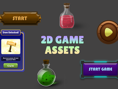 2D Game Assets asset card computer game design experience figma game game asset game interface graphic design illustration illustrator interface mobile game poison ui user experience user interface warcraft