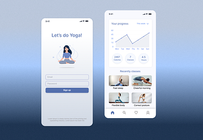 Mobile app for Yoga classes application blue branding dashboard graphic design ios mobile app ui ux yoga app yoga classes