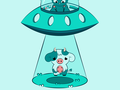 Space Snatch alien cat cow graphic design illustration vector