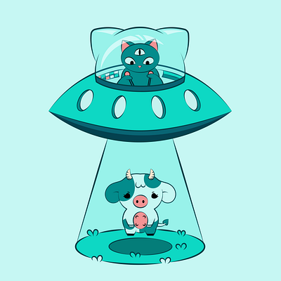 Space Snatch alien cat cow graphic design illustration vector