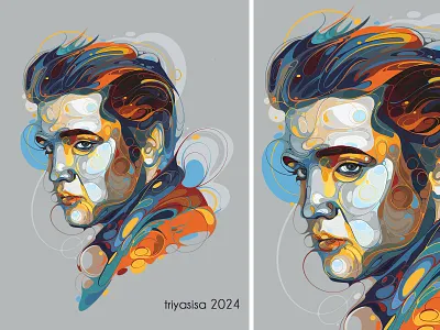 Elvis Presley artist artstyle colorful design elvis presley fanart graphic design illustration logo portra portrait portrait illustration vector