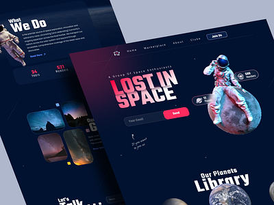 Space cool design dark mode earth hero section landing minimal planet product dsign slider space the astronaut ui web design