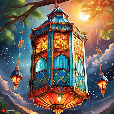 Lantern 3d animation colourful lantern graphic design