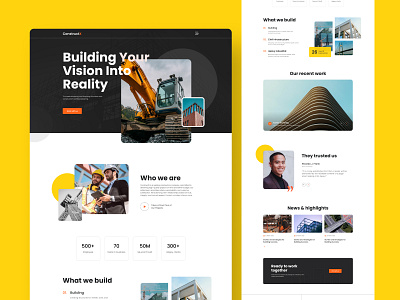 ConstructX | Construction Company branding construction design graphic design minimal minimlist modern project service studio express template trendy ui web web design web template website