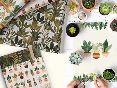 Plants in pots vector clip art set branding clip arts clipart flat design floral graphic design greenhouse illustration nature plants