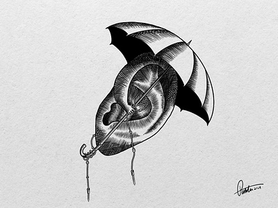 Umbrella! ear illustrations ink pen art ipad noise pollution noise pollution artists umbrella