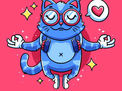 Cartoon relaxed cat animal cartoon cat character colorful cute graphic design illustration kitten relaxe