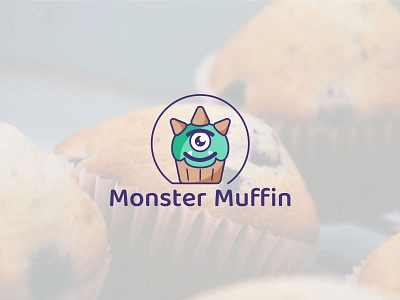 Monster Muffin logo branding combination logo creative logo flat icon graphic design icon line art logo logo luxury logo minimal logo minimalist logo modern design modern logo monster logo monster muffin logo muffin logo pictorial logo trending logos wordmark logo