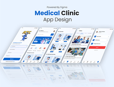Medical Clinic App UI Design in Figma app ui brand clean clinic app figma graphic design medical app mobile app modern ui design