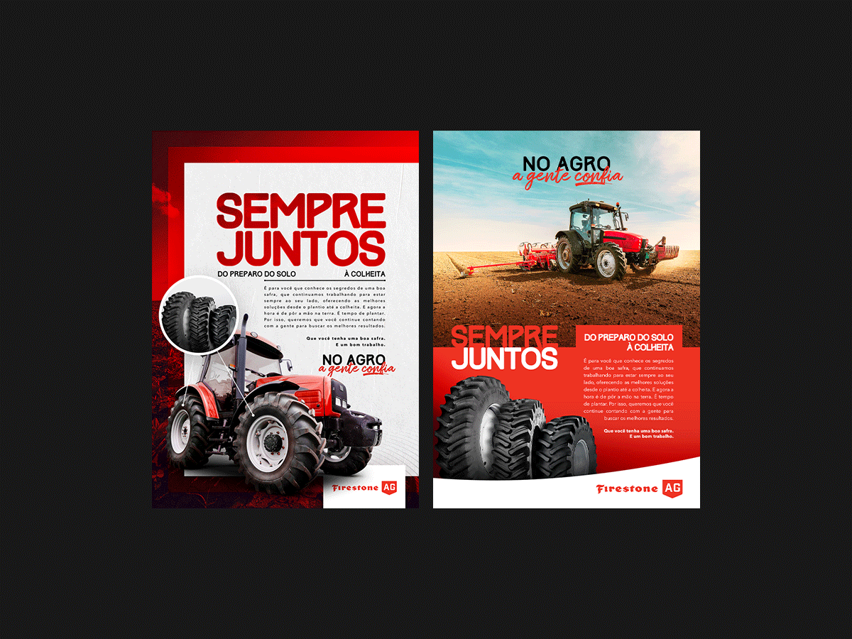 Firestone - No agro a gente confia agro campo design farm graphic design pneu poster trator tyre