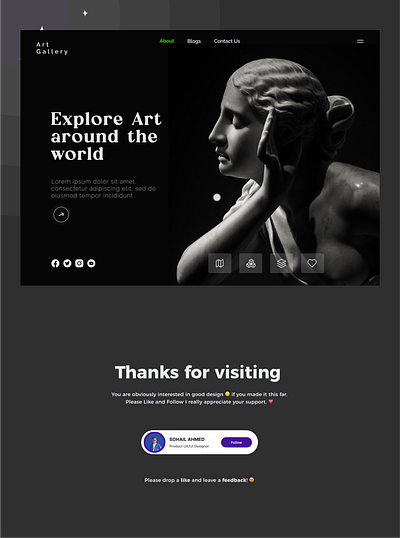 Art Gallery Website Design art design figma landing page ui uo ux uxui web