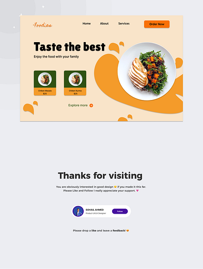 Food Website Design design figma food landing page ui uiux ux web web design