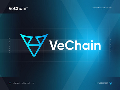 VeChain Logo Design Concept a b c d e f g h i j k l m bitcoin blockchain brand identity branding coin crypto currency fintech logo logo design logo identity logotype modern logo n o p q r s t u v w x y z nft technology token v logo vechain