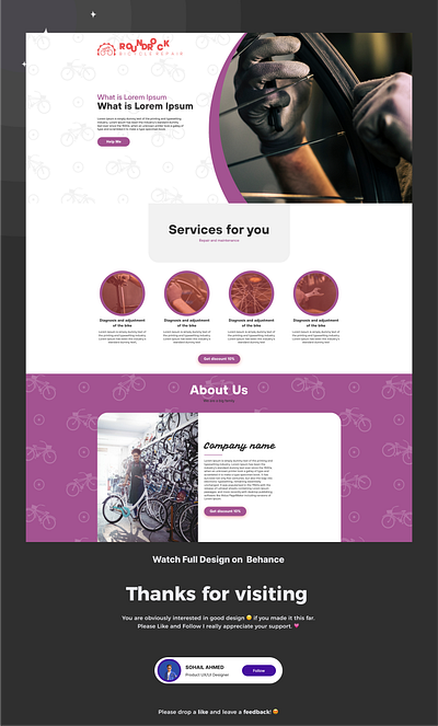 Bicycle Website Design bicycle website landing page ui ux uxui web web design website design