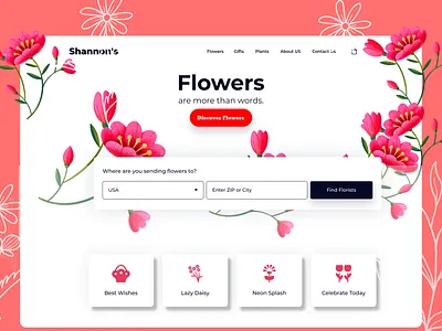 Flower design community design flower made fresh design web page ui ux web page