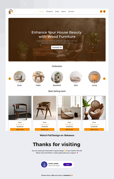 Wood Furniture Website Design figma furniture website ui ux uxui web web design website design wood website