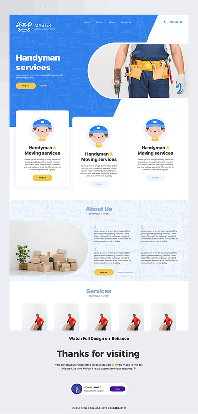 Handyman website design figma landing page ui uiux ux web web design website website design