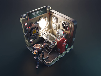 Fallout Tutorial 3d blender diorama fallout illustration isometric process render room tutorial
