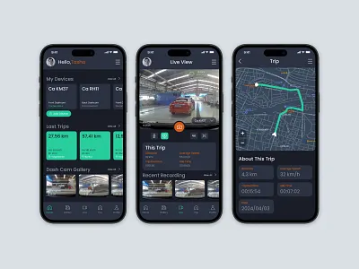 Dash Cam App UI application camera dashboard ios iphone maps ui