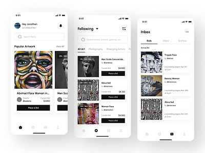 BidArt - Art Bidding Mobile App app design application design branding design figma dersign figma design illustration interface design logo mobile app design mobile application ui ui design user interface design ux design