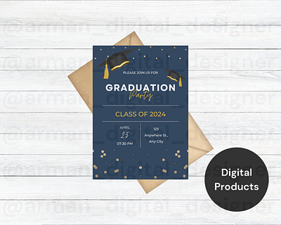 Graduation Invitation Template editable with canva. canva design graphic design invitation card opening card wedding card