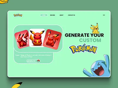 Poke.AI (custom pokemon generator) Design challenge. ui uidesign uiux userinterface ux uxdesign uxui webdesign