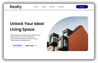 Realty Landing Page design heirachy herosection landingpage typography ui we webdesign website