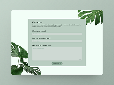 Daily UI : Contact Us contact us daily ui design figma green plants ui ux web