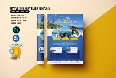 Travel Itinerary Flyer Template agency booking bundle clean creative elegant family holiday holiday travel holiday travel flyer hotel modern ms word photoshop template professional summer tour travel travel flyer travel itinerary flyer