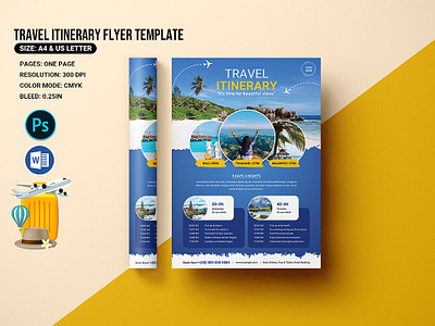 Travel Itinerary Flyer Template agency booking bundle clean creative elegant family holiday holiday travel holiday travel flyer hotel modern ms word photoshop template professional summer tour travel travel flyer travel itinerary flyer