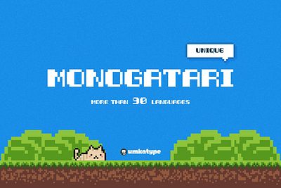 Monogatari - Pixel Font type design video game font кириллица
