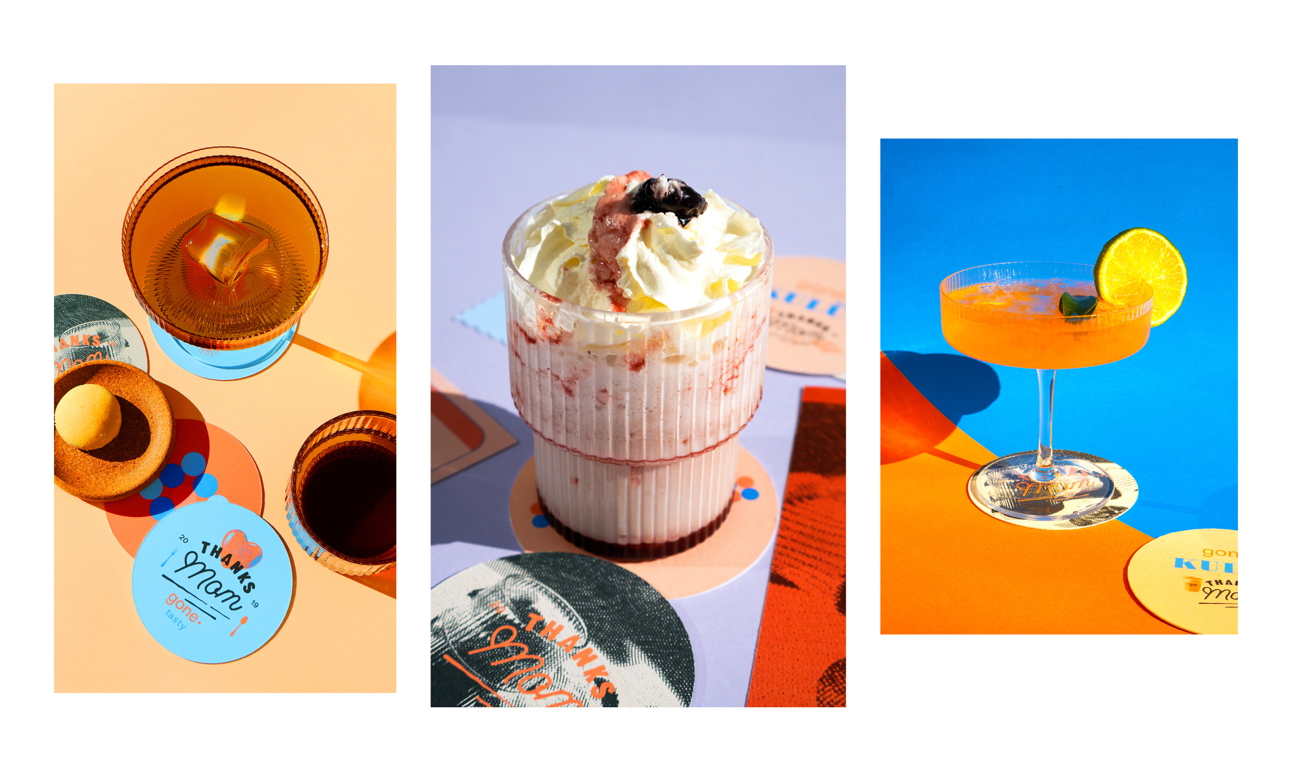 Thanks Mom, Art Direction brand brand identity branding cafe cafe design coffee coffee shop color design food photography graphic design illustration logo marketing moms photography retro typography vector vintage