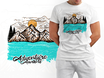 Adventure awaits t shirt design illustration tee