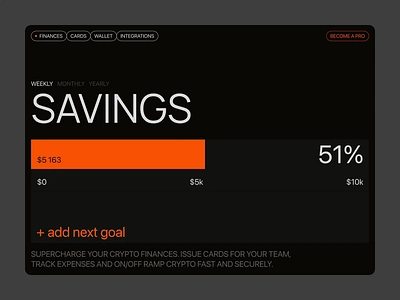 Brutal finance tracker / 🔊 Sound ON 🔊 animation brutalism chart dark dashboard design desktop finance fintech mobile money motion orange product responsive savings ui ux widget