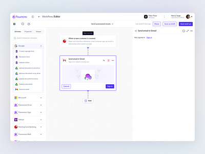 Send email in Gmail - BPMN 2.0 activities automation bpmn design events figma illustration intermediary minimal start event stop triggers ui ux uxdesign workflow