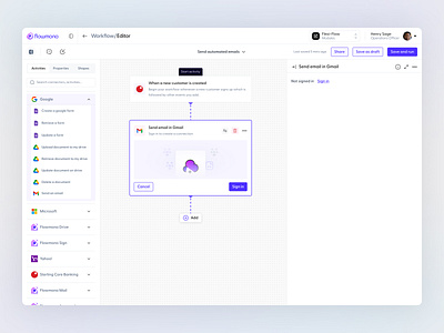 Send email in Gmail - BPMN 2.0 activities automation bpmn design events figma illustration intermediary minimal start event stop triggers ui ux uxdesign workflow