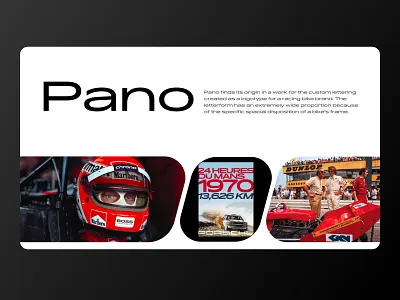 Pano : Font Specimen Website black white f1 font horizontal scroll pano red specimen sport website